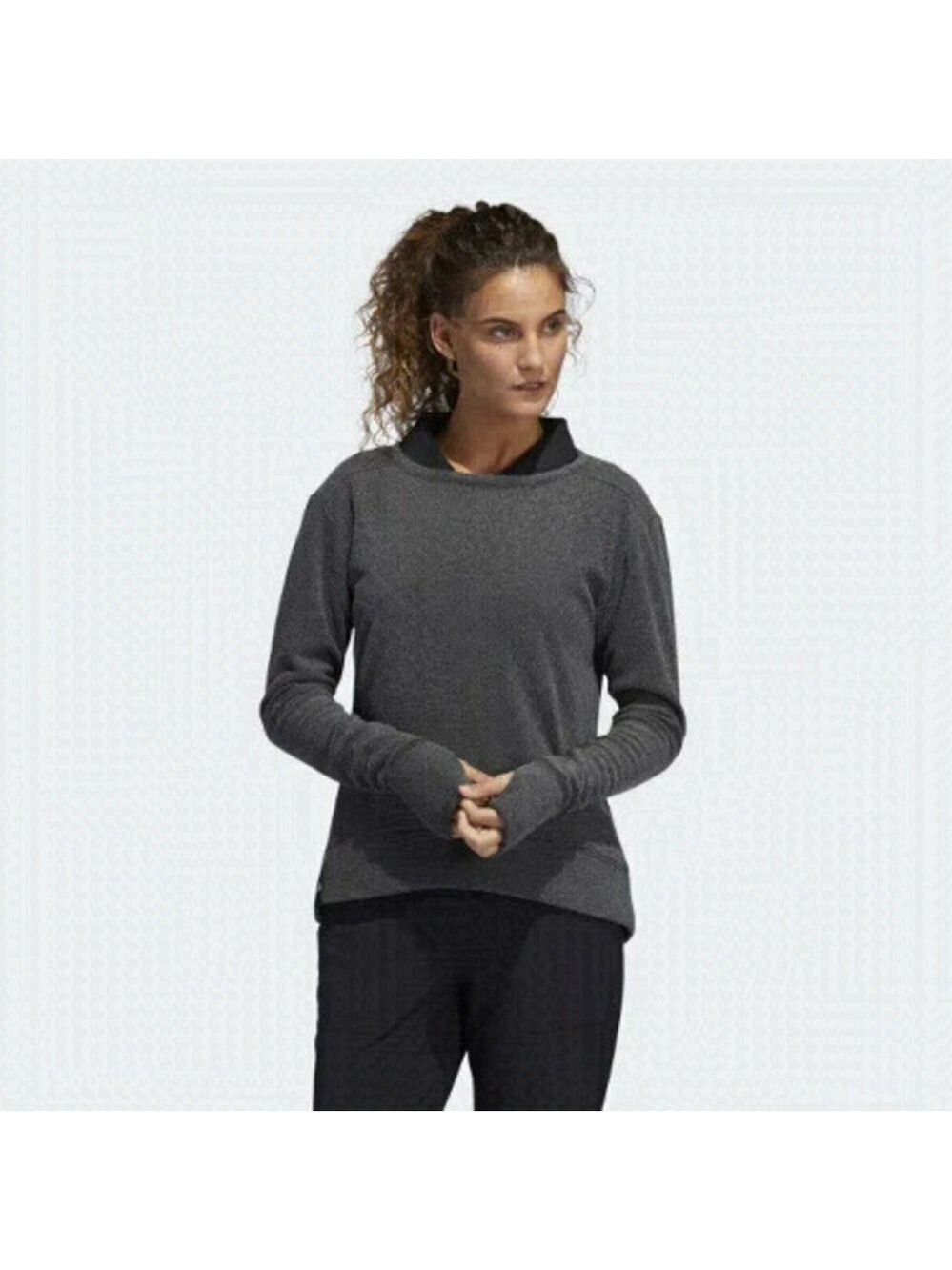 ADIDAS BNWOT Womens Gray Terry Fleece Pulllover Sz Small Sweatshirt